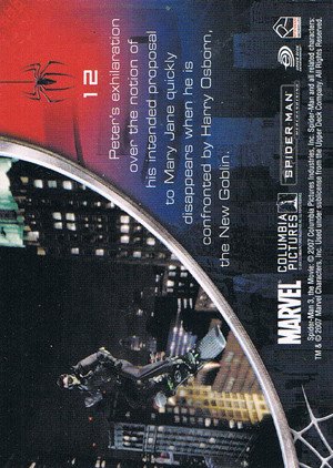 Rittenhouse Archives Spider-Man Movie 3 Base Card 12 Peter's exhilaration over the notion of his in