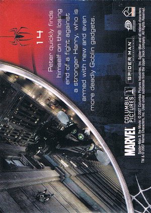 Rittenhouse Archives Spider-Man Movie 3 Base Card 14 Peter quickly finds himself on the losing end