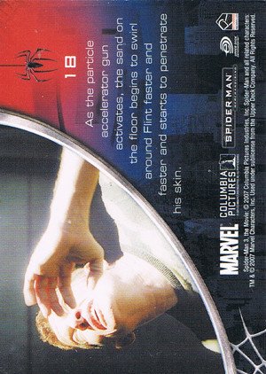 Rittenhouse Archives Spider-Man Movie 3 Base Card 18 As the particle accelerator gun activates, the