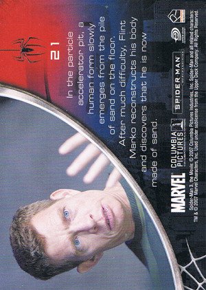 Rittenhouse Archives Spider-Man Movie 3 Base Card 21 In the particle accelerator pit, a human form