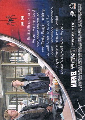 Rittenhouse Archives Spider-Man Movie 3 Base Card 28 Eddie Brock and Peter Parker both find themsel