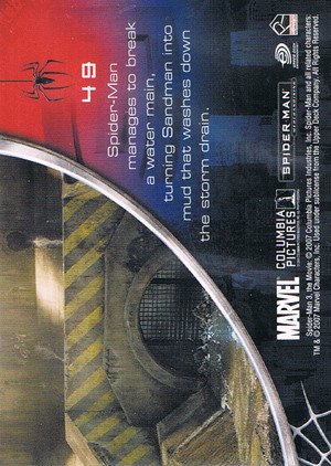 Rittenhouse Archives Spider-Man Movie 3 Base Card 49 Spider-Man manages to break a water main, turn