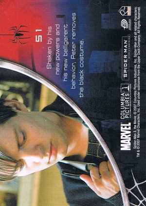 Rittenhouse Archives Spider-Man Movie 3 Base Card 51 Shaken by his new powers and his new belligere