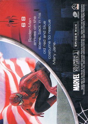 Rittenhouse Archives Spider-Man Movie 3 Base Card 68 Spider-Man arrives on the scene, back in his o