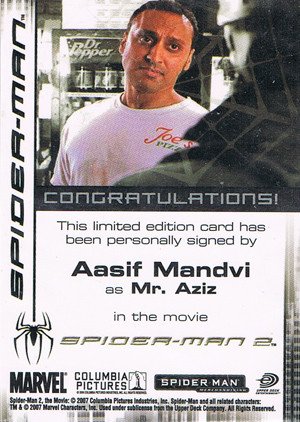 Rittenhouse Archives Spider-Man Movie 3 Autograph Card  Aasif Mandvi as Mr. Aziz