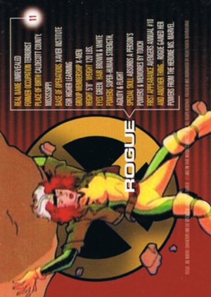 Fleer/Skybox Marvel Motion Base Card 11 Rogue