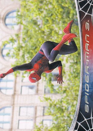 Rittenhouse Archives Spider-Man Movie 3 Base Card 31 Spider-Man swings in over the crowd towards th