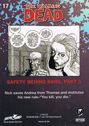 Cryptozoic The Walking Dead Comic Book Series 2 Base Card 17 Safety Behind Bars, Part 5