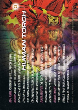 Fleer/Skybox Marvel Motion Base Card 23 Human Torch