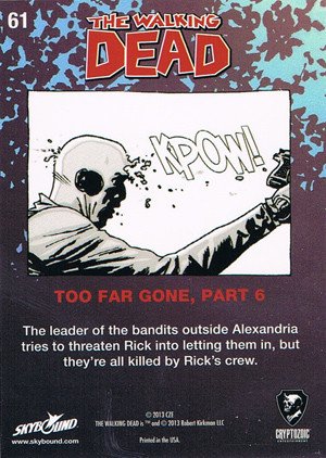 Cryptozoic The Walking Dead Comic Book Series 2 Parallel Foil Card 61 Too Far Gone, Part 6