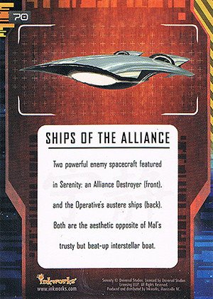 Inkworks Serenity Base Card 70 Ships of the Alliance
