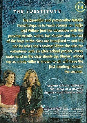 Inkworks Buffy, The Vampire Slayer - Season 1 (One) Base Card 14 The Substitute