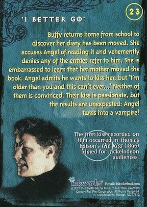 Inkworks Buffy, The Vampire Slayer - Season 1 (One) Base Card 23 'I Better Go'