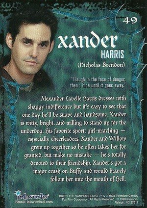 Inkworks Buffy, The Vampire Slayer - Season 1 (One) Base Card 49 Xander Harris