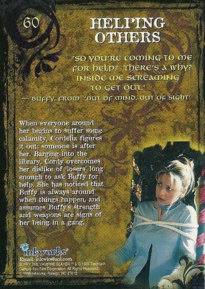 Inkworks Buffy, The Vampire Slayer - Season 1 (One) Base Card 60 Helping Others