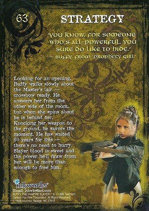 Inkworks Buffy, The Vampire Slayer - Season 1 (One) Base Card 63 Strategy