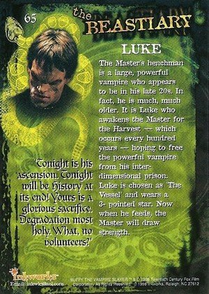 Inkworks Buffy, The Vampire Slayer - Season 1 (One) Base Card 65 Luke