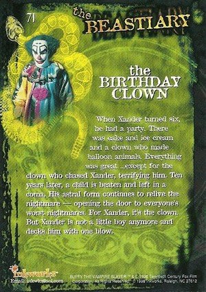 Inkworks Buffy, The Vampire Slayer - Season 1 (One) Base Card 71 the Birthday Clown