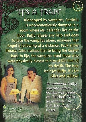 Inkworks Buffy, The Vampire Slayer - Season 2 (Two) Base Card 3 It's a Trap!
