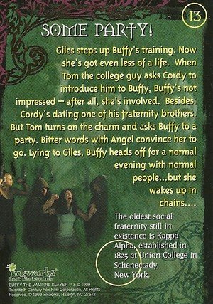 Inkworks Buffy, The Vampire Slayer - Season 2 (Two) Base Card 13 Some Party!