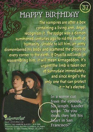 Inkworks Buffy, The Vampire Slayer - Season 2 (Two) Base Card 37 Happy Birthday