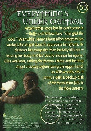 Inkworks Buffy, The Vampire Slayer - Season 2 (Two) Base Card 50 Everything's Under Control