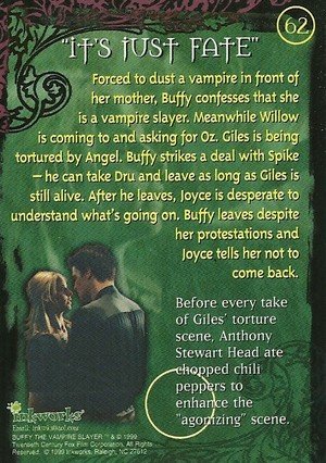 Inkworks Buffy, The Vampire Slayer - Season 2 (Two) Base Card 62 It's Just Fate