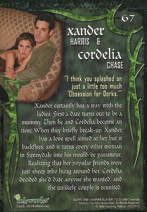 Inkworks Buffy, The Vampire Slayer - Season 2 (Two) Base Card 67 Xander Harris & Cordelia Chase