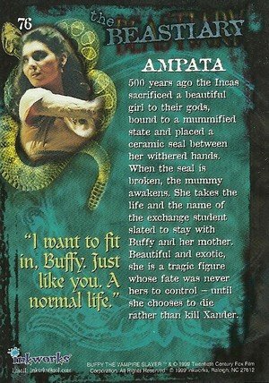 Inkworks Buffy, The Vampire Slayer - Season 2 (Two) Base Card 76 Ampata