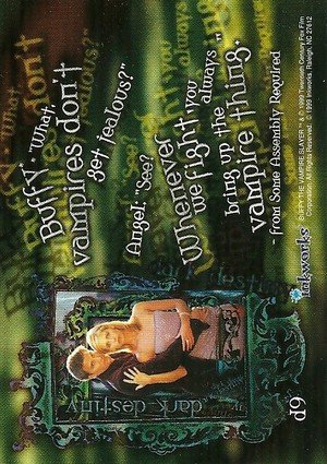 Inkworks Buffy, The Vampire Slayer - Season 2 (Two) Dark Destiny Puzzle Card d9 Buffy: What, vampires don't get jealous?