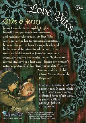Inkworks Buffy, The Vampire Slayer - Season 2 (Two) Love Bites Card B4 Giles & Jenny