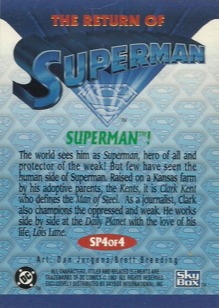 SkyBox The Return of Superman Foil Card SP4 of 4 Superman!