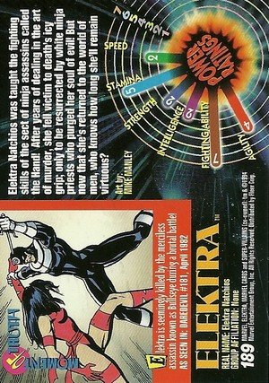 Fleer Marvel Universe V Base Card 189 Elektra