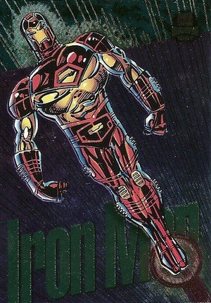 Fleer Marvel Universe V Power Blast Card (Rainbow) 7/9 Iron Man