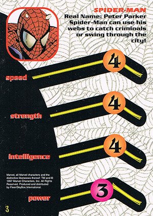 Fleer/Skybox Spider-Man .99 Base Card 3 Spider-Man: Spider-Man can use hi