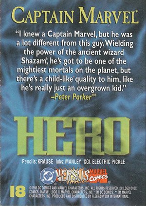 Fleer/Skybox DC versus Marvel Comics Base Card 18 Captain Marvel