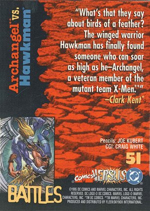 Fleer/Skybox DC versus Marvel Comics Base Card 51 Archangel vs. Hawkman