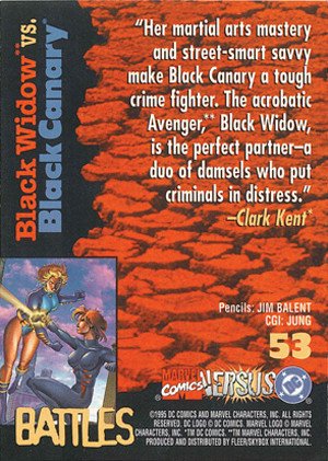 Fleer/Skybox DC versus Marvel Comics Base Card 53 Black Widow vs. Black Canary