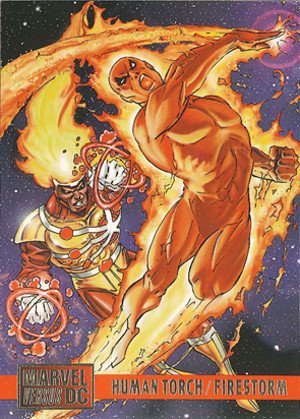 Fleer/Skybox DC versus Marvel Comics Base Card 61 Human Torch vs. Firestorm