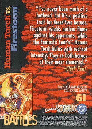 Fleer/Skybox DC versus Marvel Comics Base Card 61 Human Torch vs. Firestorm