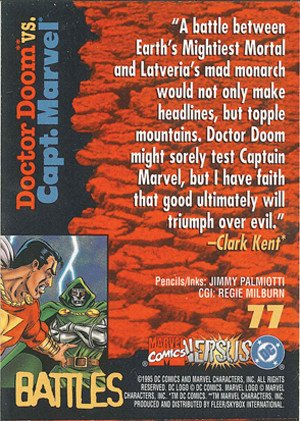 Fleer/Skybox DC versus Marvel Comics Base Card 77 Doctor Doom vs. Capt. Marvel