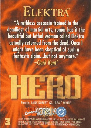 Fleer/Skybox DC versus Marvel Comics Base Card 3 Elektra