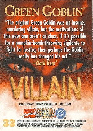Fleer/Skybox DC versus Marvel Comics Base Card 33 Green Goblin
