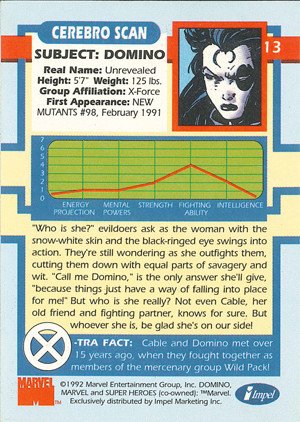 Impel X-Men Series I Base Card 13 Domino