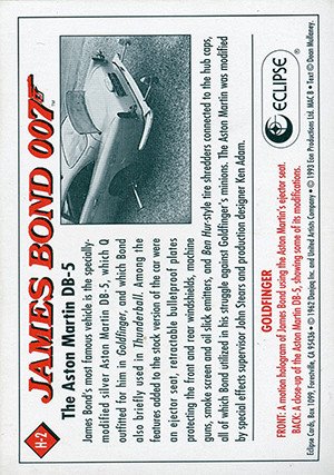 Eclipse James Bond 007 Series 1 Hologram Card H-2 The Aston Martin DB-5