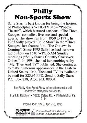 Reighter Shows Philly Non-Sports Show Promos 5 Sally Star