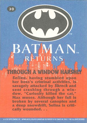 Topps Batman Returns Base Card 30 Through a Window Harshly