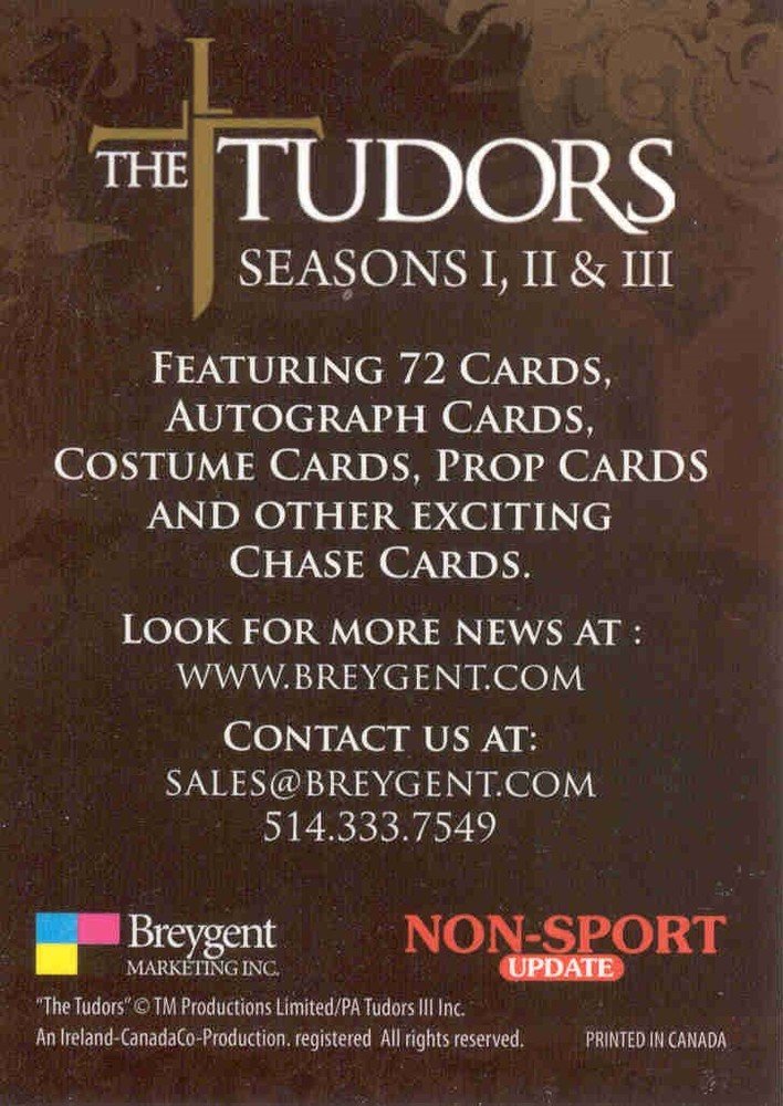 Breygent Marketing The Tudors Seasons I, II & III Promos Promo (Henry on throne; Non-Sport Update)