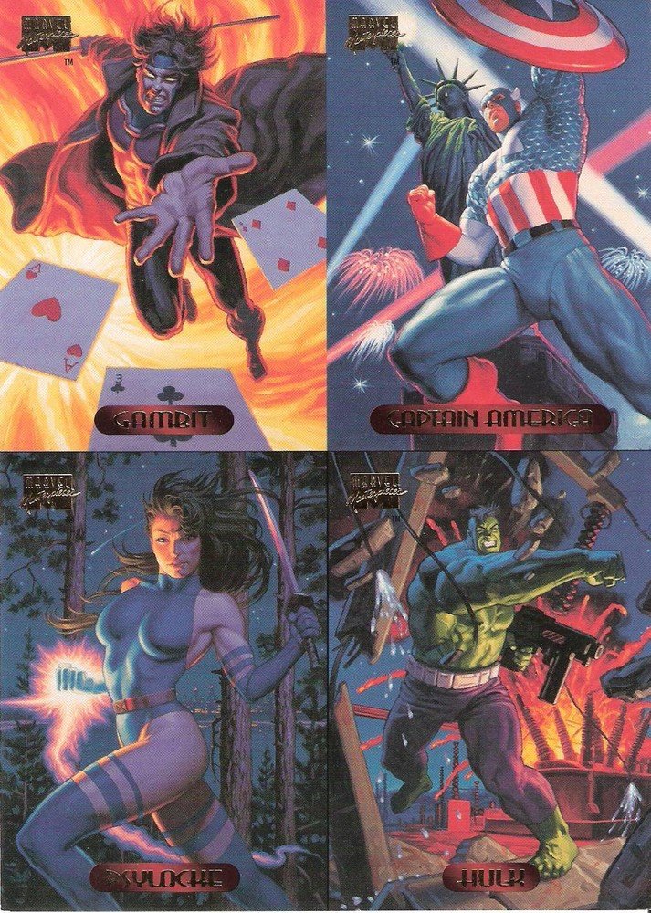 Fleer Marvel Masterpieces Promos  4-Card Uncut Panel