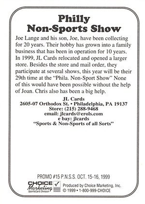 Reighter Shows Philly Non-Sports Show Promos 15 Joe, Joan, Joe Lange